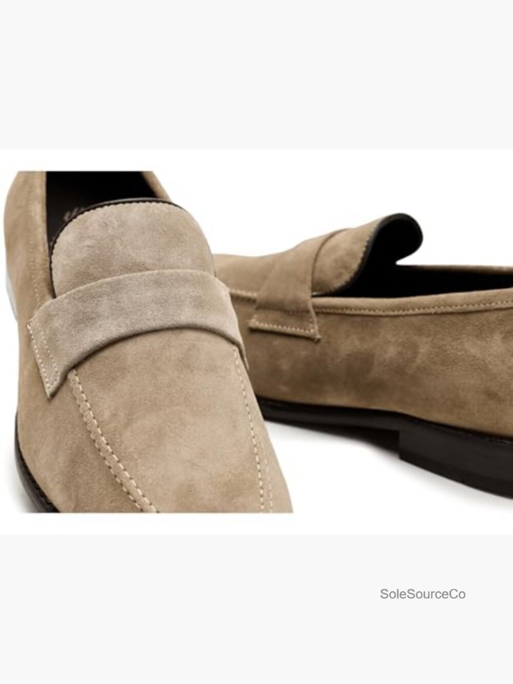 Men's Penny Loafers - Suede Beige - TruFoam Comfort - Handsome! - Picture 2 of 6